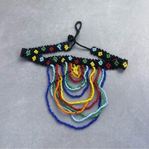 Vintage 90s Beaded Rainbow Daisy Choker